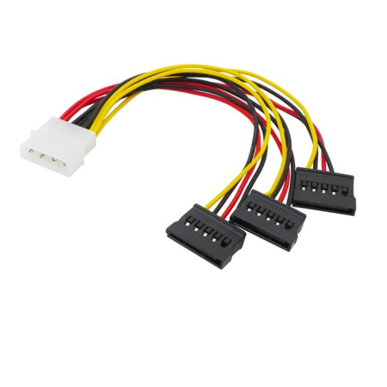 大4ピン → SATA電源ケーブル 3分岐 SATAメス×3 HDD/SSD/光学ドライブ対応 補助電源コード 高品質 18AWG 安定供給ka10000a575