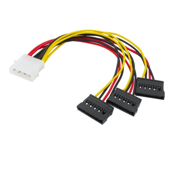 大4ピン → SATA電源ケーブル 3分岐 SATAメス×3 HDD/SSD/光学ドライブ対応 補助電源コード 高品質 18AWG 安定供給ka10000a575