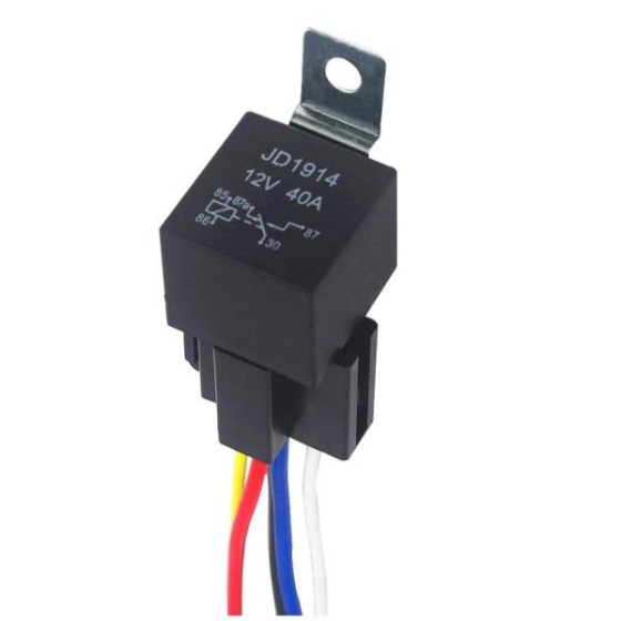 リレー 5極 DC12V 40A 車用 モーター対応 ヒューズ付 防水リレー 5ピン SPDT On/Off ソケットハーネス付き 黒ka10000a608