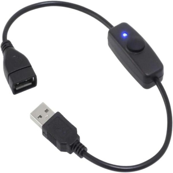 USBスイッチ Type-A ON/OFFランプ付き 28cm USB2.0データ通信 急速充電36W対応 スマホ充電対応ka10000a632