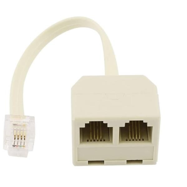 電話分配器 アダプター RJ11 2分岐プラグ モジュラーケーブル 延長アダプター 接続箱 電話回線分岐ka10000a633