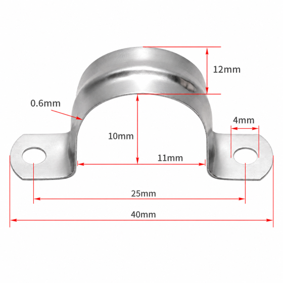 U字パイプクランプ 10mm 2穴 サドルバンド 304ステンレス 配管固定金具 単管パイプ用 ケーブル固定 10個セット