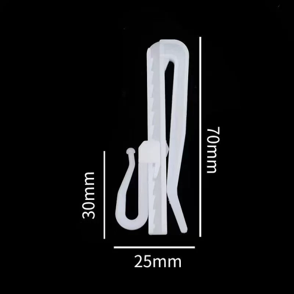 カーテンフック アジャスターフック 70mm 30本セット 高耐久 プラスチック カーテン用フック 長さ調整可能 窓カーテン レール用 交換用 フック