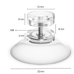 吸盤フック 4個セット 32mm M4ネジ付き 透明 PVC吸盤 固定用 吸盤ネジ ベース ガラス 窓 浴室 キッチン