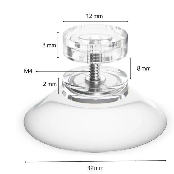 吸盤フック 4個セット 32mm M4ネジ付き 透明 PVC吸盤 固定用 吸盤ネジ ベース ガラス 窓 浴室 キッチン